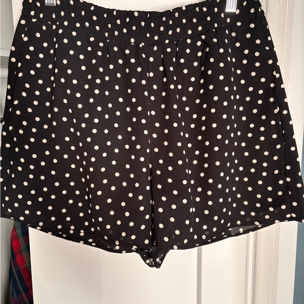 Express Black and White Polka Dot Skater shorts